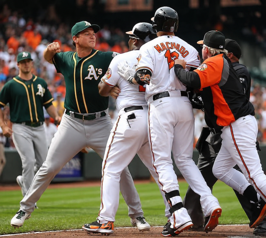 MLB Player about to punch another