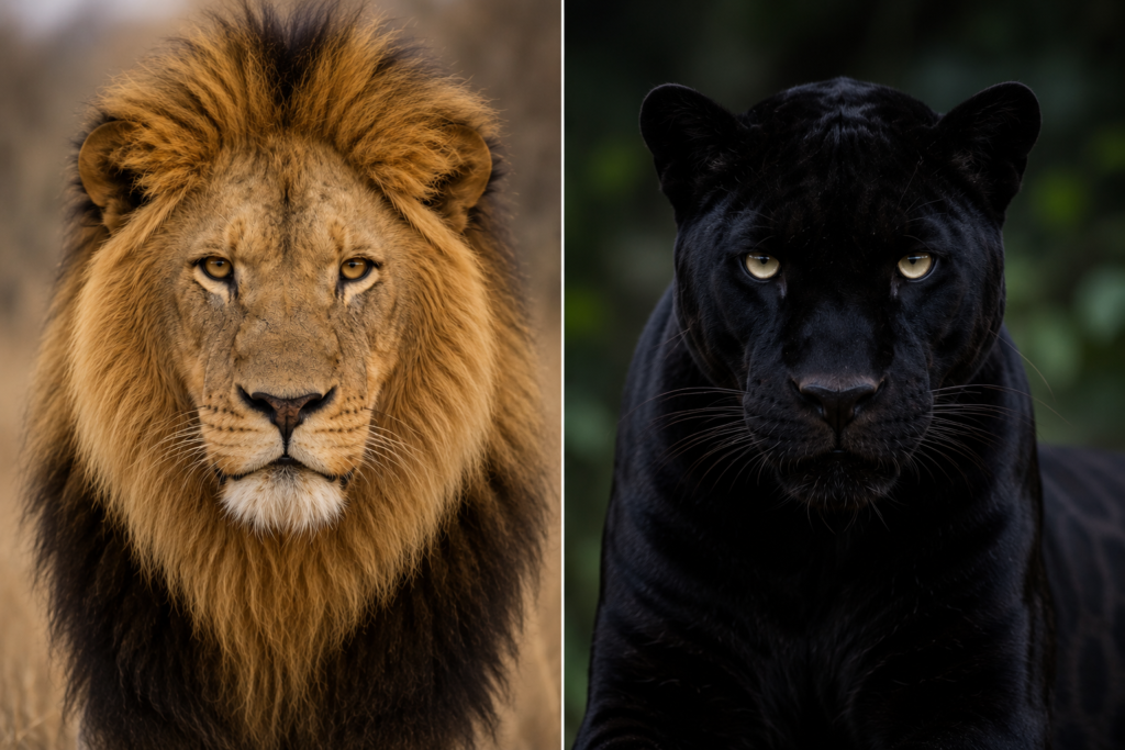 Lion and Panther Side by Side